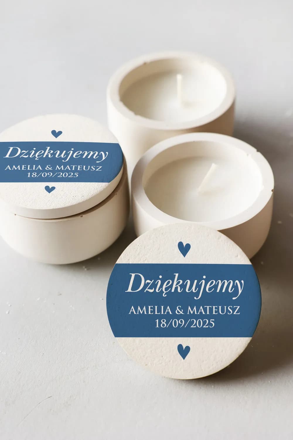 Kraft No. 7 Plaster Soy Candle – Blue Hearts and Wedding Favours