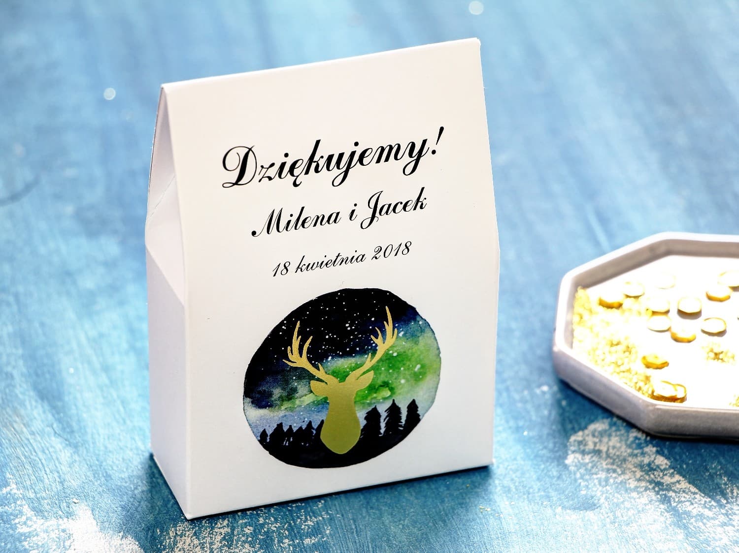 Golden Stag Wedding Favour Boxes | Woodland Wedding Gifts | Moonlit Night No. 7