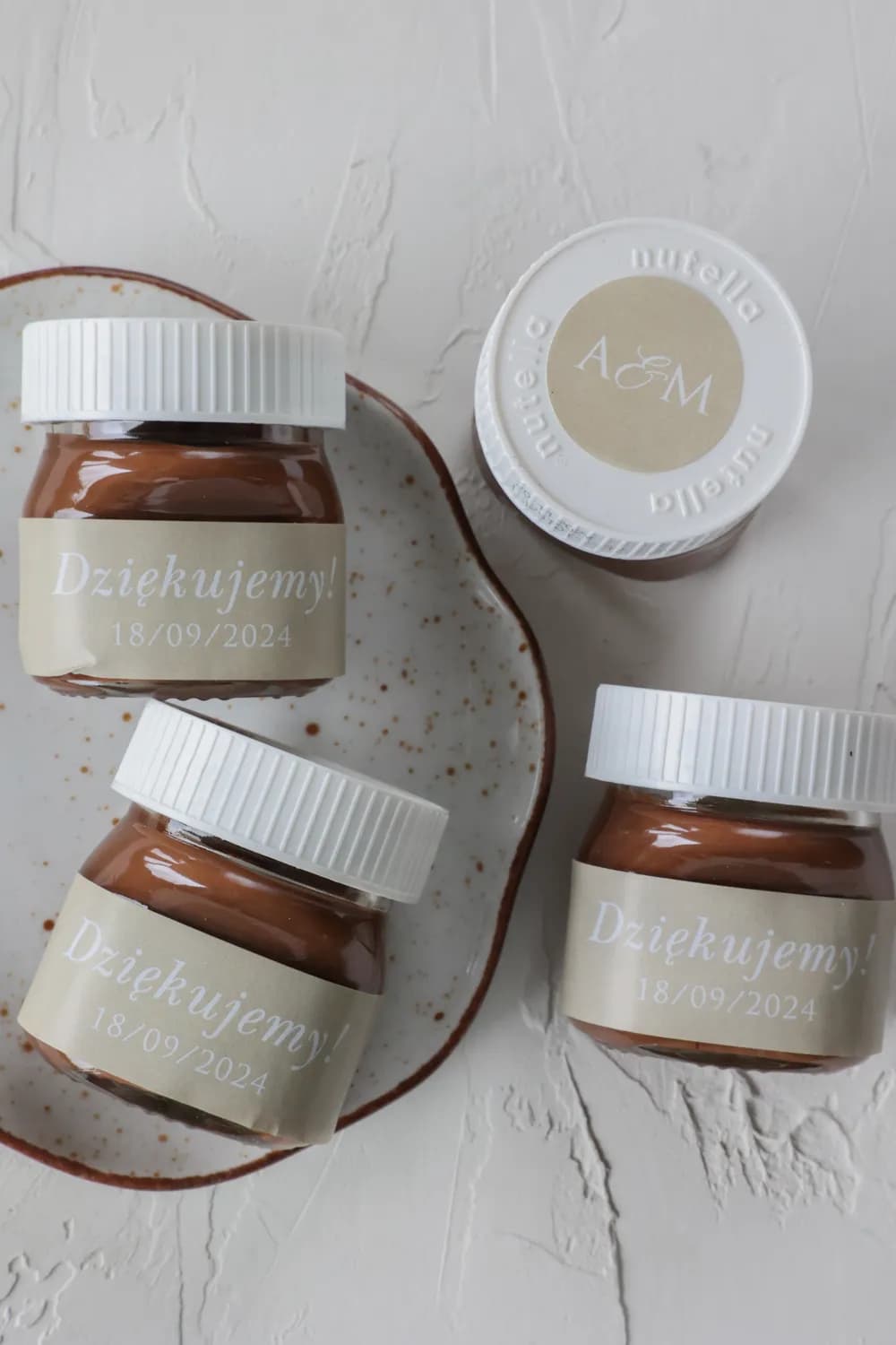 Mini Nutella Wedding Guest Favours | Personalized Gifts with Custom Label | Kraft No. 11