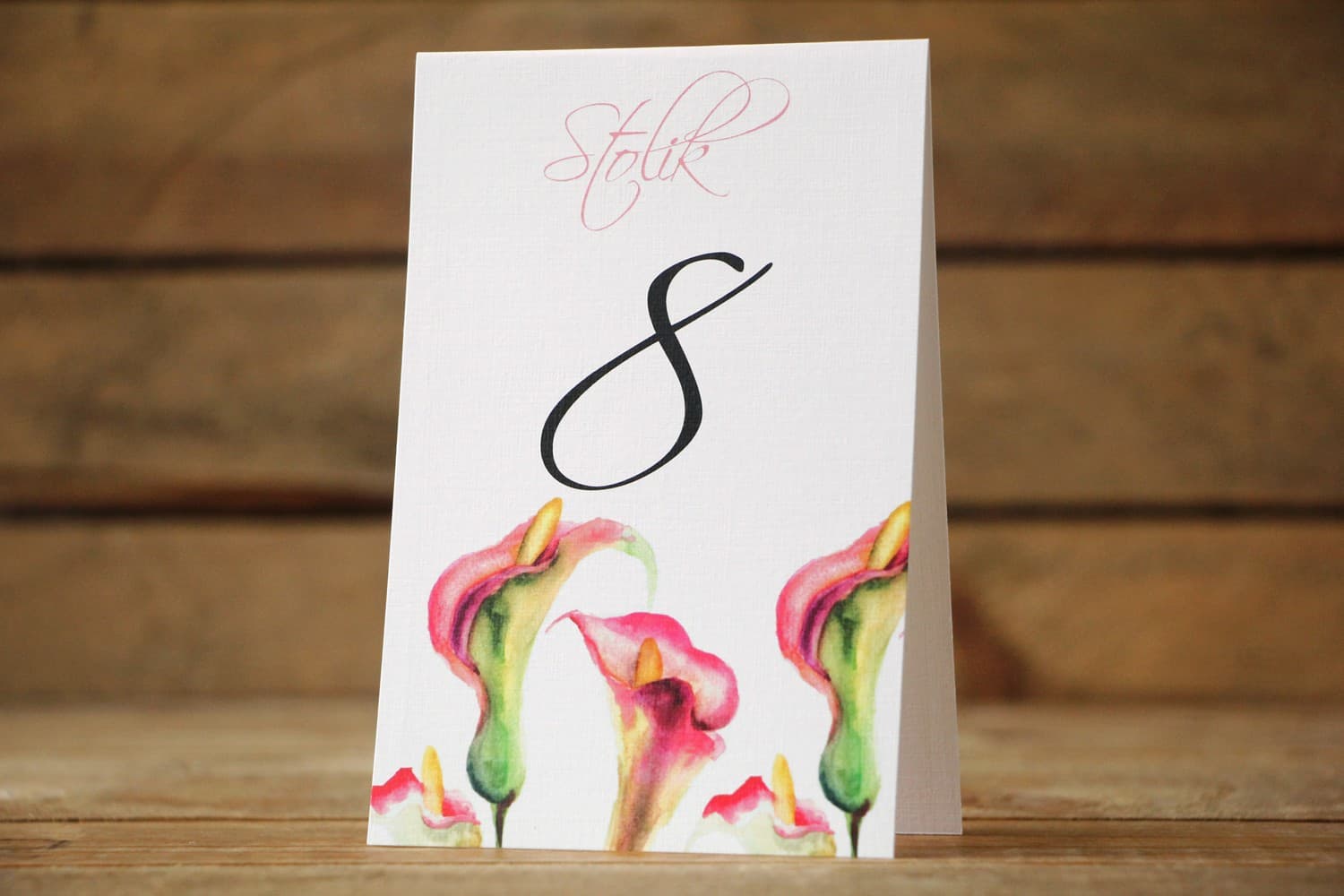 Pink Calla Lily Wedding Table Numbers | Freestanding Table Signs | Painted Flowers No. 25