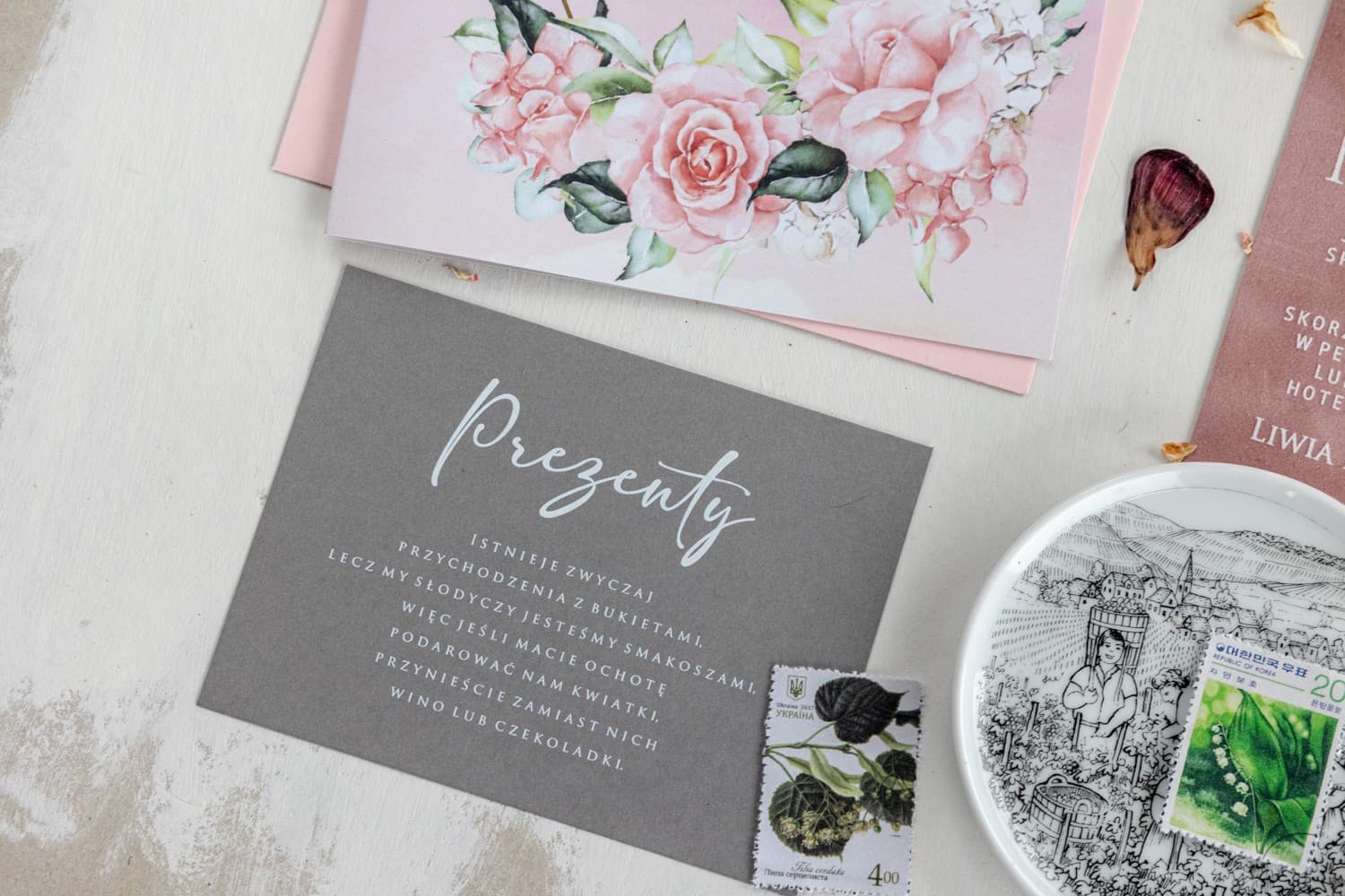 Elegantes Tarjetas Azul Zafiro con Impresión Blanca | Agradecimientos para Invitados | Szafirowe nº 16