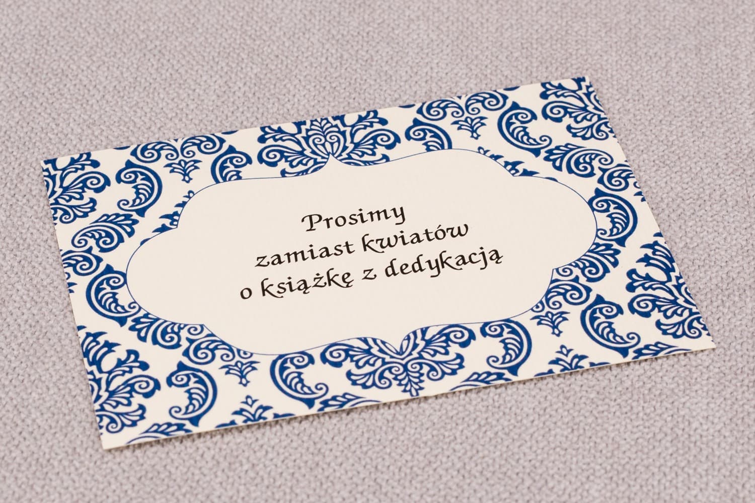 Elegantes tarjetas informativas con ornamentos azul aciano | Complementos para invitaciones de boda | Madras n.º 2