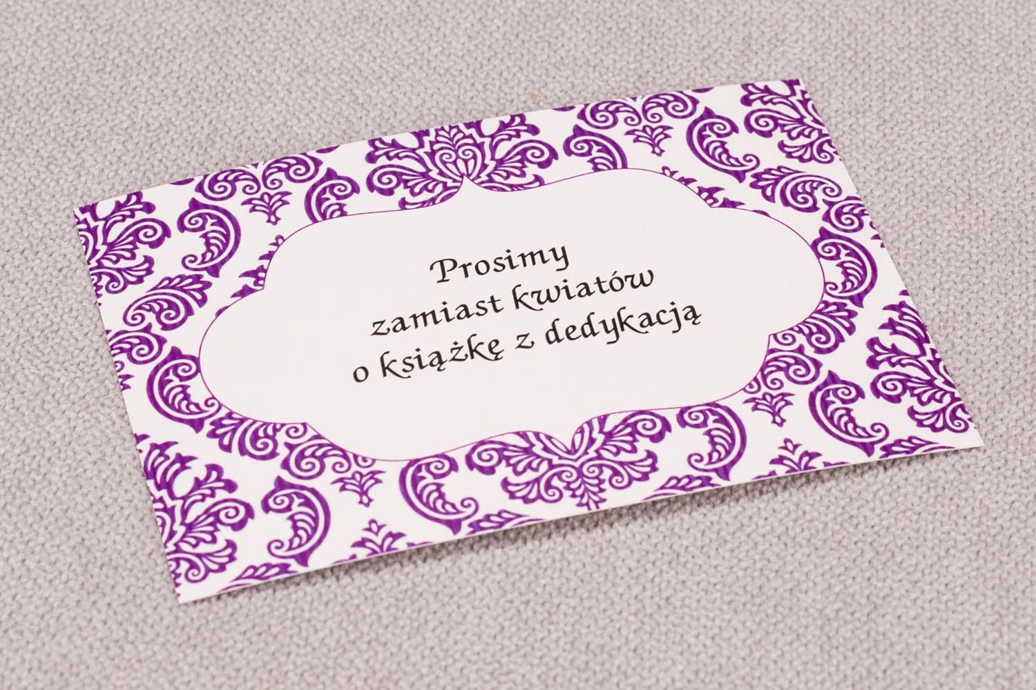 Tarjetas Adicionales para Invitaciones con Ornamento Violeta | Elegantes Encartes de Boda | Madras n.º 8