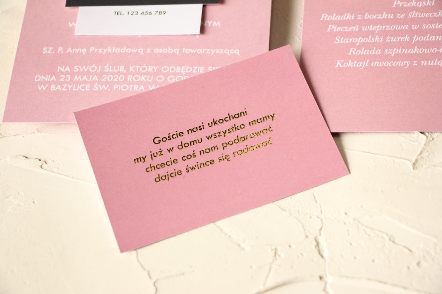 Tarjetas para Invitaciones con Dorado Rosa Empolvado | RSVP, Información Regalos | Emerald nº 2