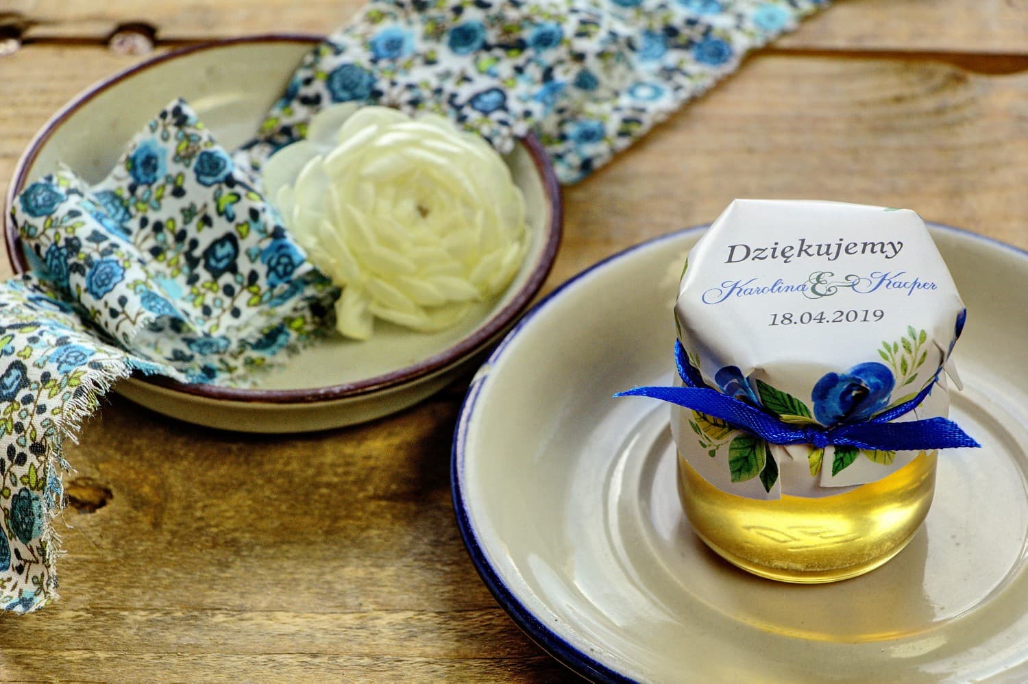 Tarritos de Miel Acuarela n.º 10 – Dulce Agradecimiento con Rosa Azul