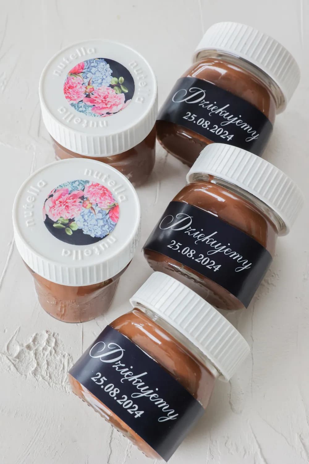 Dulces agradecimientos para invitados tarritos de Nutella | Regalos personalizados para bodas | Szafirowe nº 5