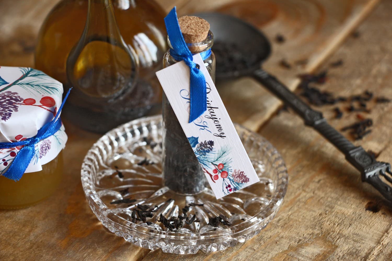 Wedding Favour Tea in a Bottle, Winter Design | Original Wedding Keepsakes | Watercolours No. 15