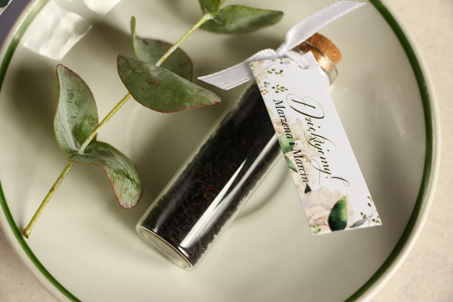 Teeglas im Greenery-Stil Gastgeschenk | Hochzeitsgeschenke mit Pfingstrose | Aurum Nr. 3
