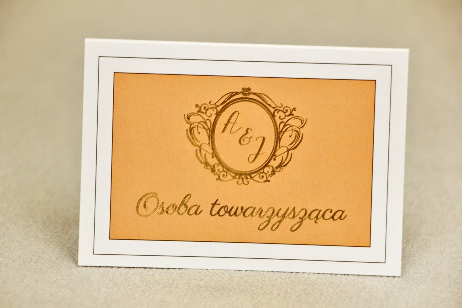 Tischkarten Hochzeit Sonata Nr. 8 – Vergoldete Platzkarten in Orange