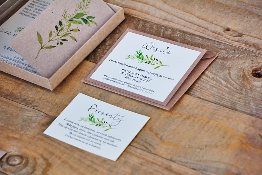 Two-layer Wedding Invitation Insert, Wishing Well Poem, RSVP | Green Foliage Design | Margaret No. 7