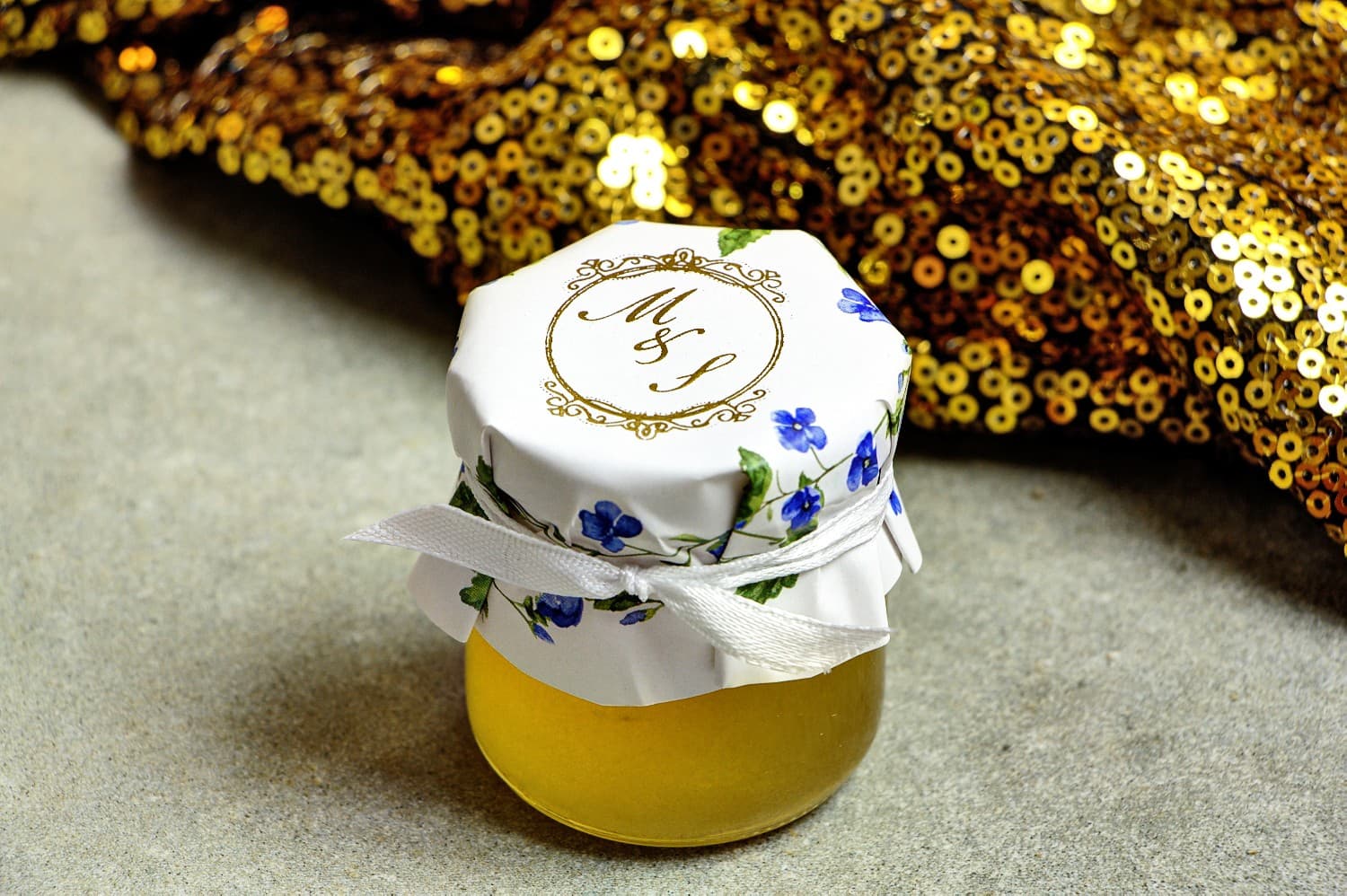 Vasetto di miele Sorento n. 4 - dolce bomboniera per ospiti di matrimonio.