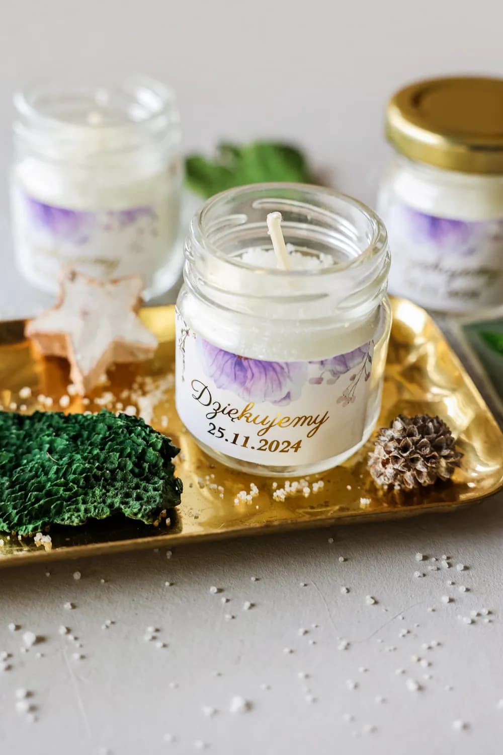 Vela de Soja Rubí n.º 15 – Lavanda y Agradecimiento Dorado para Invitados