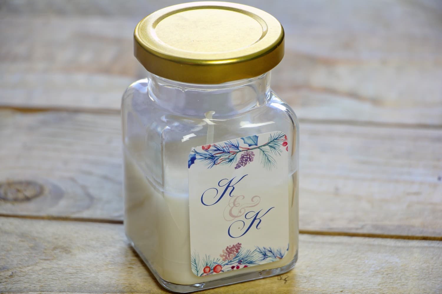 Vela de Soja Acuarela n.º 15 – Detalle para Invitados con Motivo Invernal