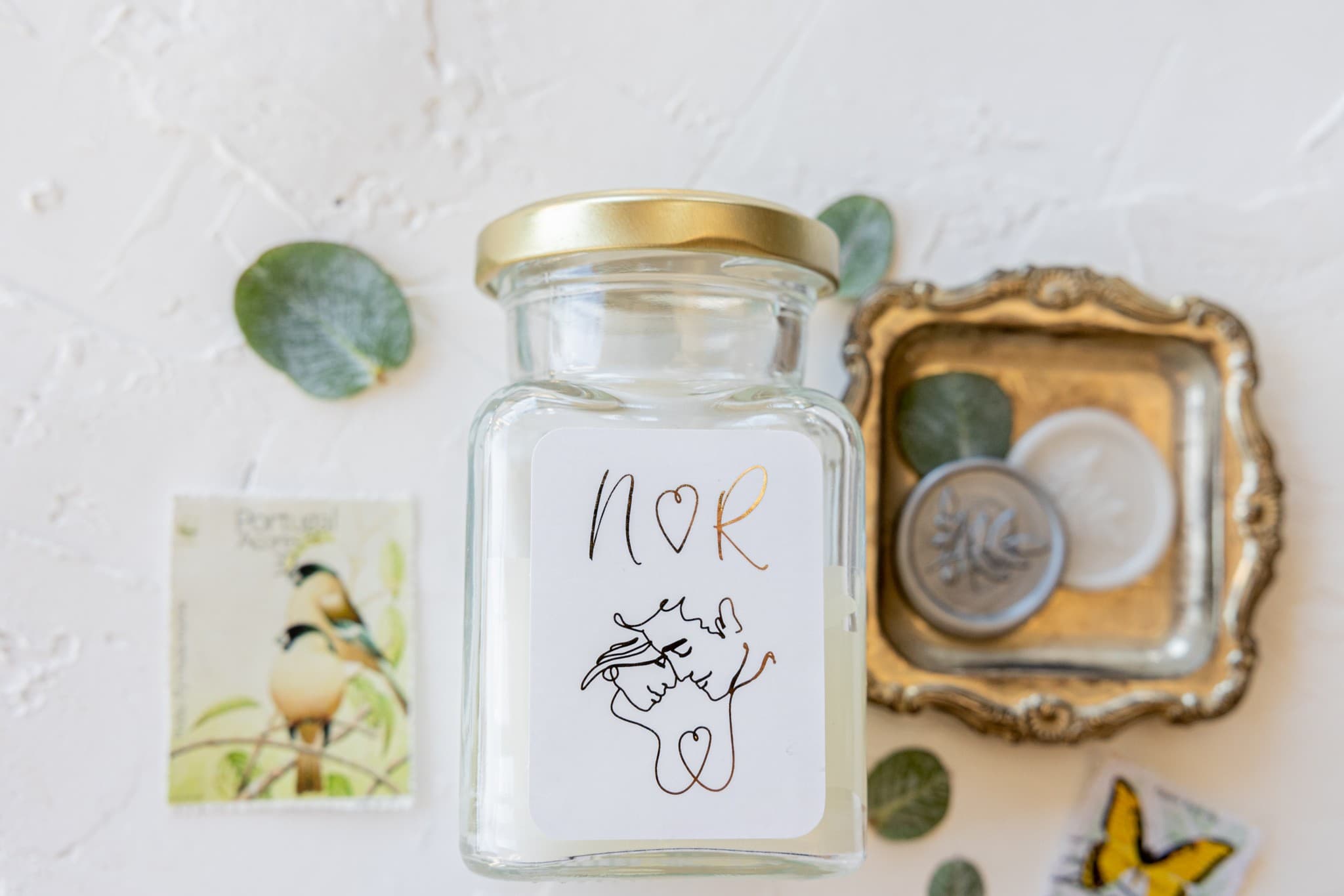 Vela Aromática Jaspis nº 1 – Dorada y Detalle para Invitados