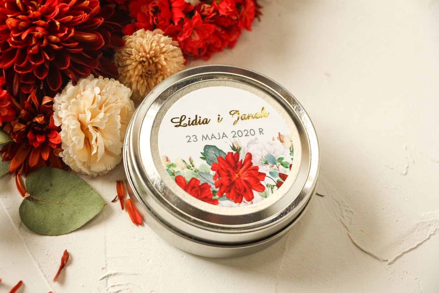 Vela de Soja Avril nº 4 – Detalle para Invitados con Motivo de Rosas Burdeos