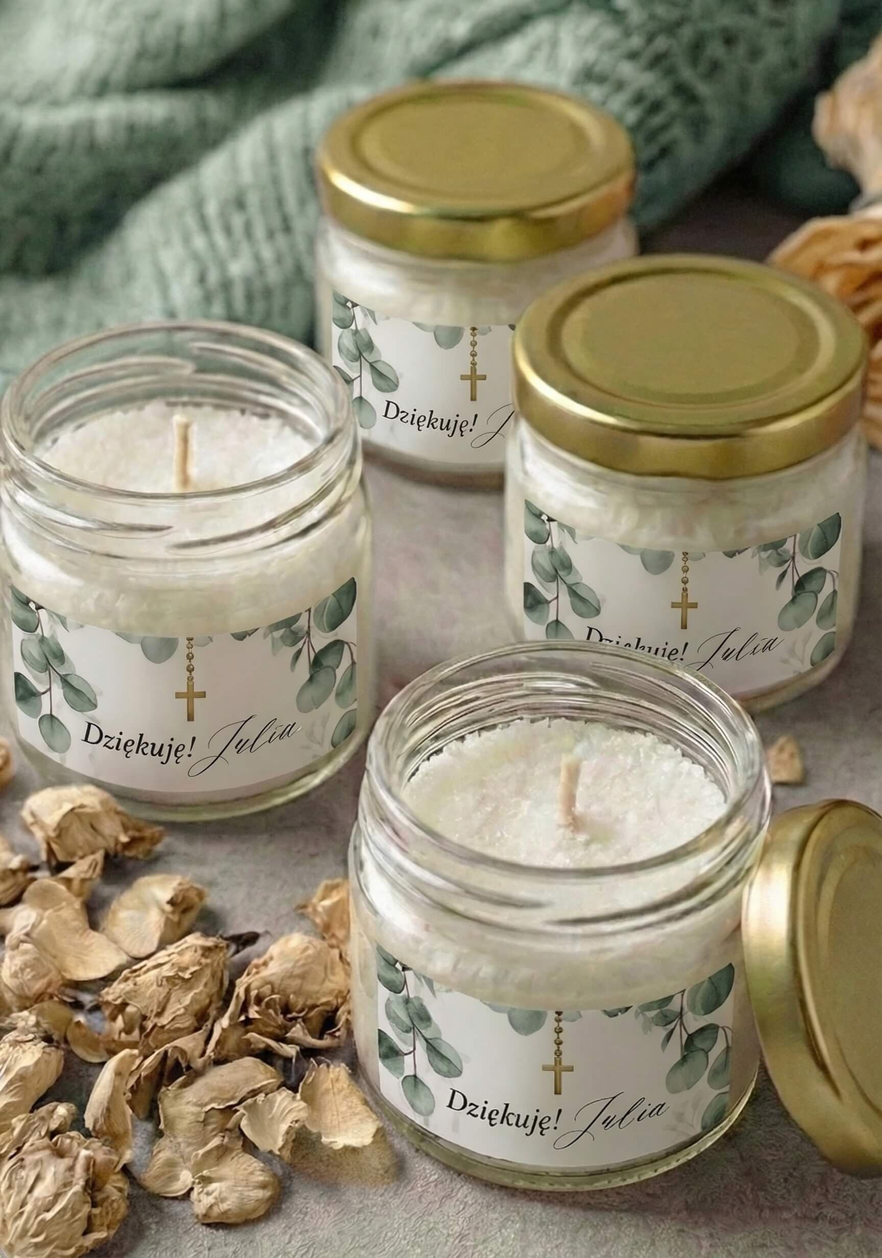 Detalles religiosos de comunión – velas de cera vegetal en granos