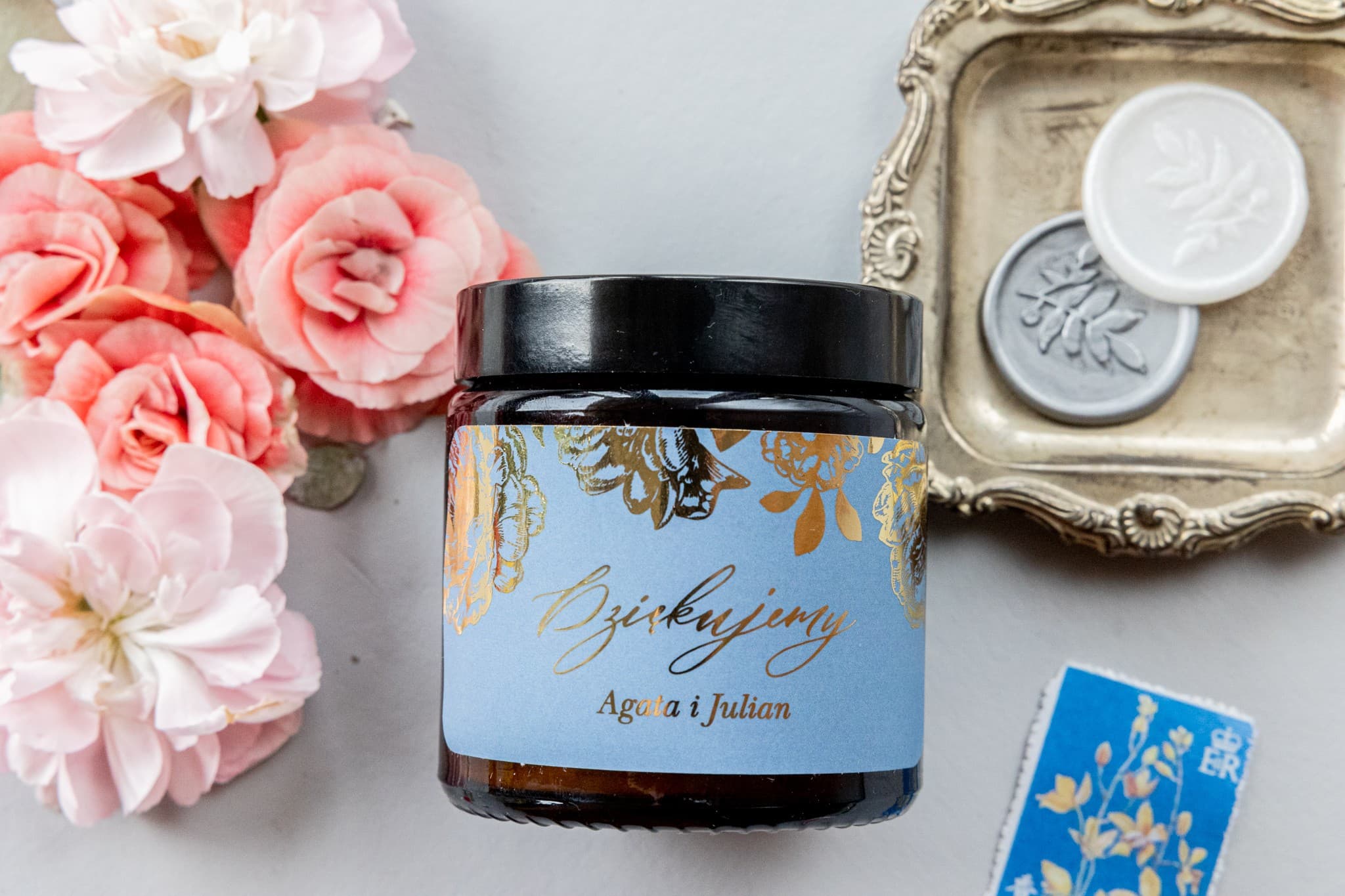 Vela de Soja Aromática con Dorado | Detalles Personalizados para Invitados de Boda | Onyks nº 2