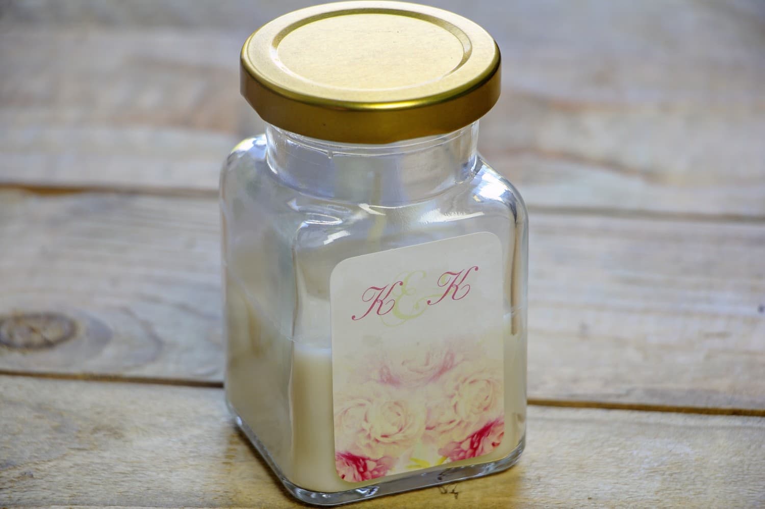 Vela de Soja en Vidrio Acuarela N.º 9 – Detalle para Invitados con Peonía