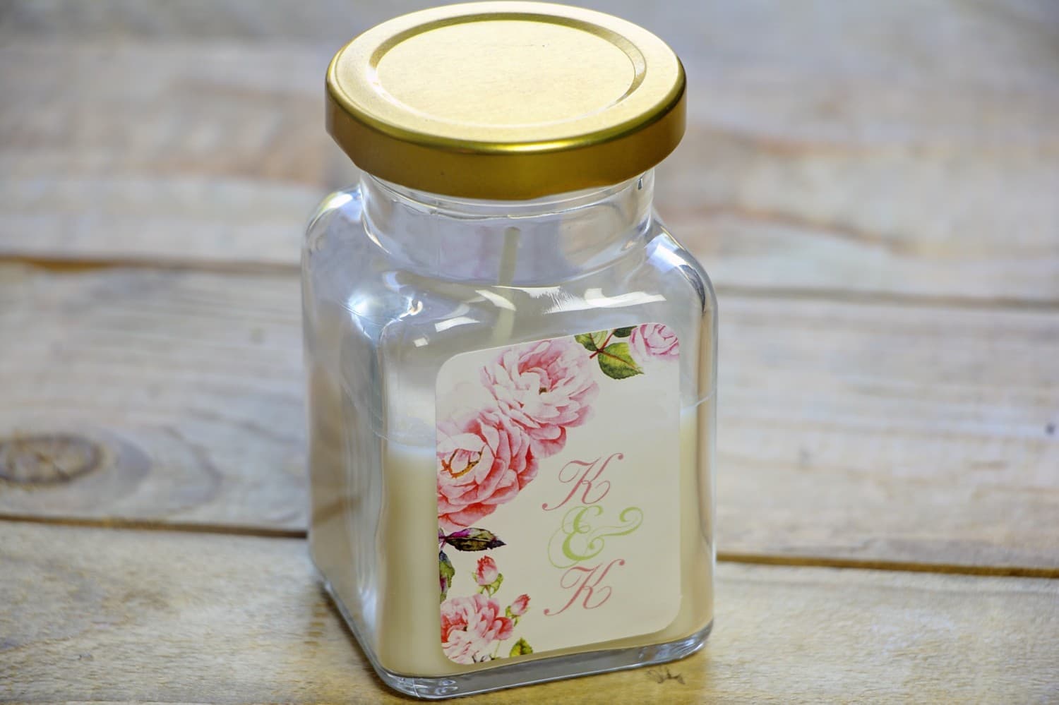 Vela de Soja Acuarela n.º 19 – Detalle para Invitados con Motivo de Rosas