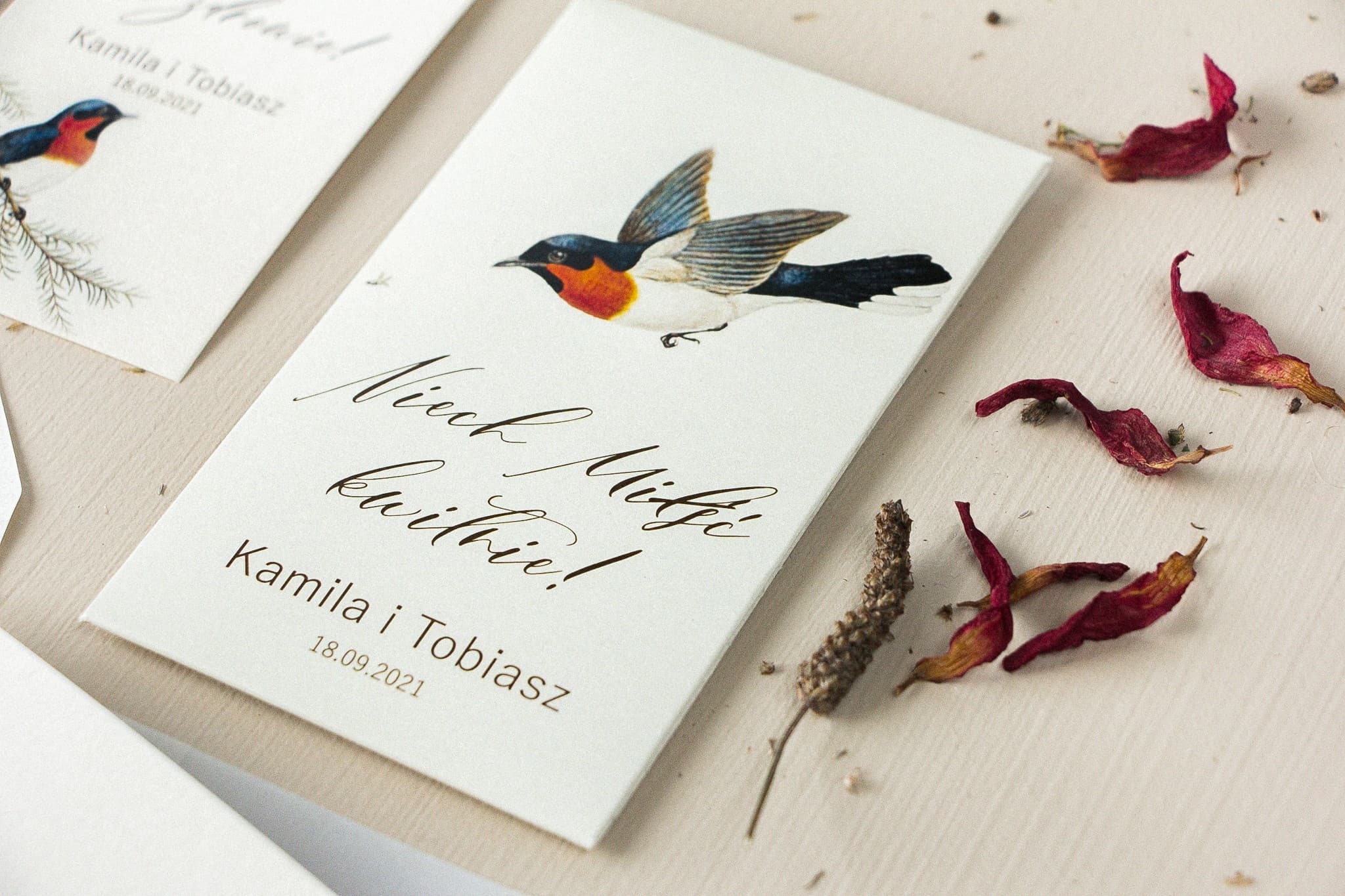 Vintage Bird Illustration Forget-Me-Not Seed Wedding Favours | Opal No. 3