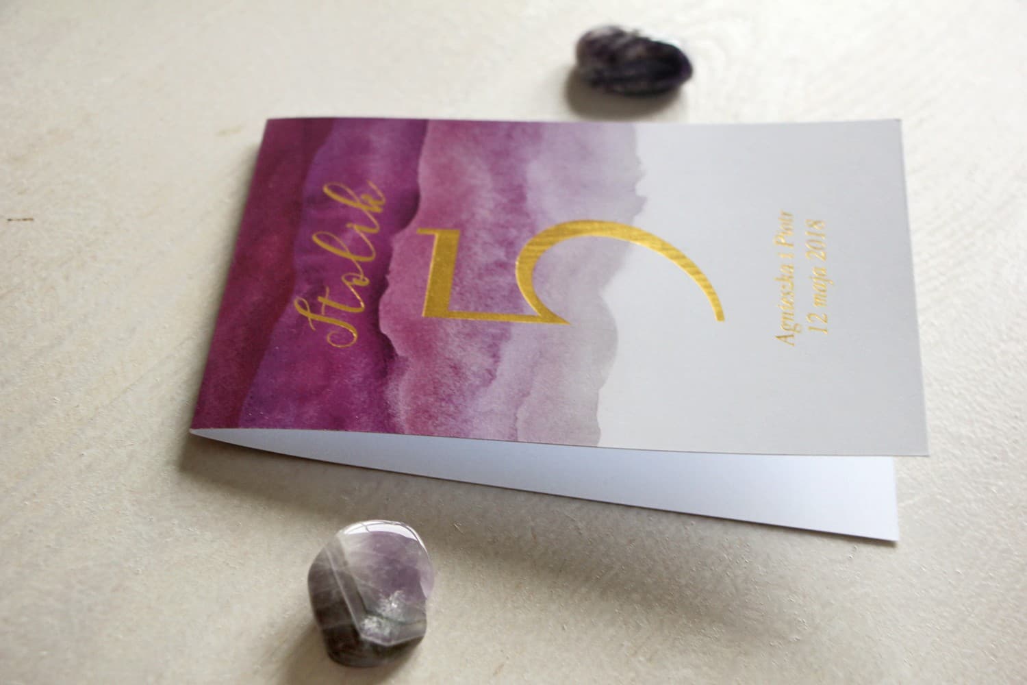 Violette Tischnummern Aquarell Vergoldet | Tischnummern Hochzeit Glamour | Delfina Nr. 2