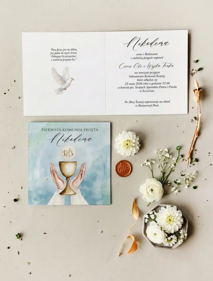 Watercolor Communion Invitations with Chalice β Matylda No. 15