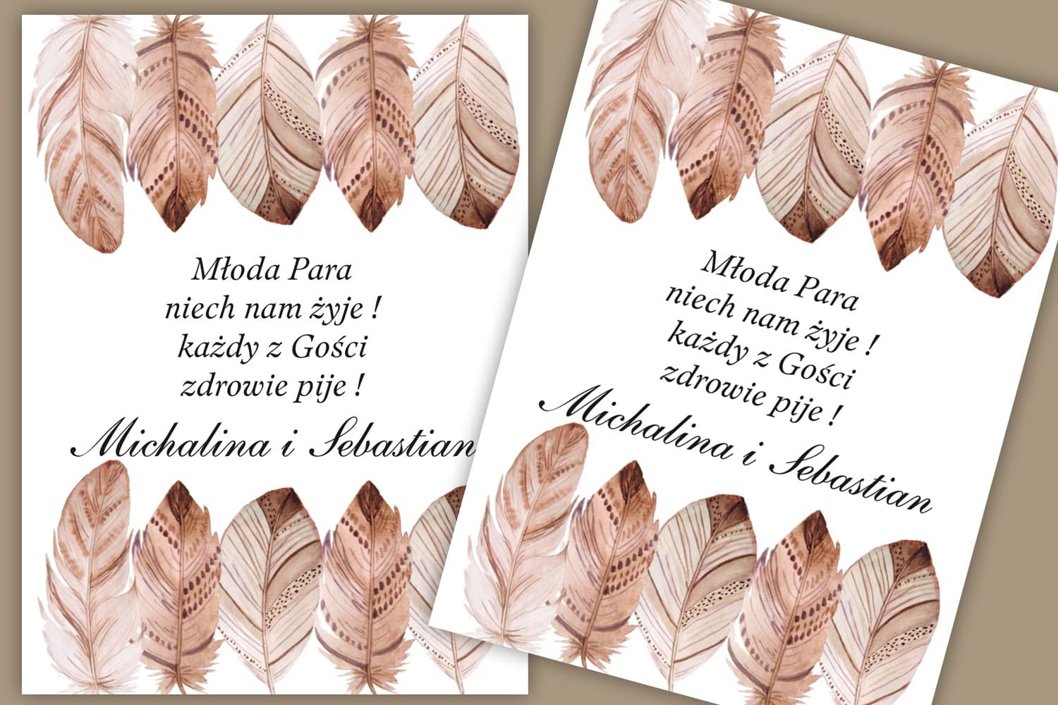 Boho Feather Wedding Vodka Labels, Bottle Stickers, Personalized | Alcohol Labels | Sorento No. 10