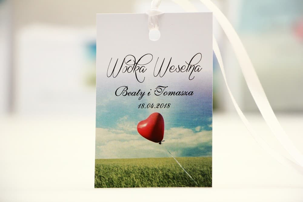 Summer Meadow & Balloon Wedding Alcohol Tags | Personalized Wedding Vodka Tags | Elegant No. 19