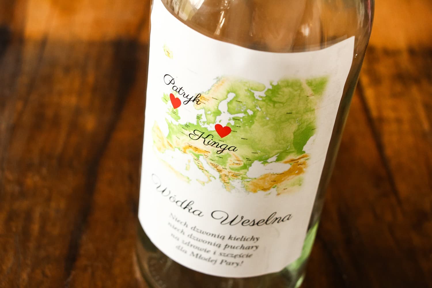 Wedding Vodka Labels with Map | Personalized Stickers for International Couples | Map of Feelings No. 2