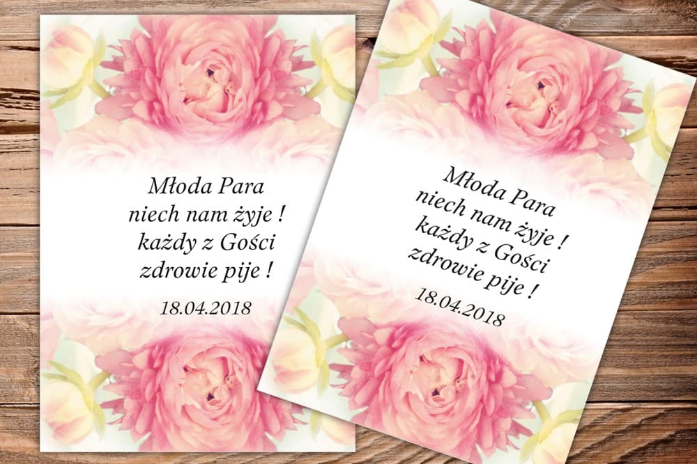 Pink Peony Wedding Vodka Labels | Personalized Alcohol Stickers | Akwarele No. 9