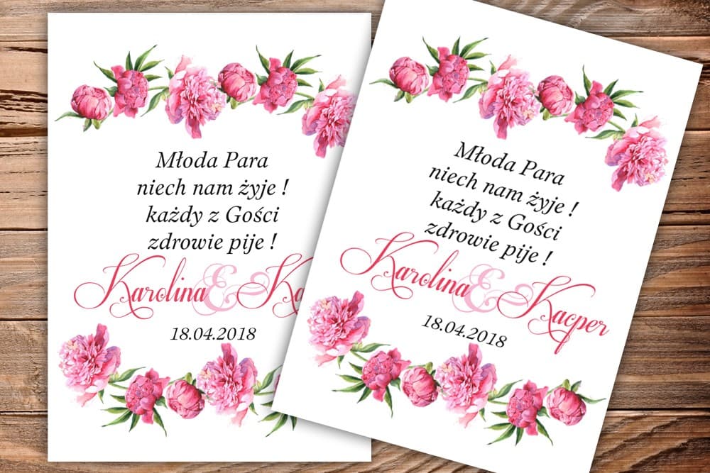 Floral Wedding Vodka Labels with Peonies | Watercolor Wedding Spirits Stickers | Watercolors No. 6