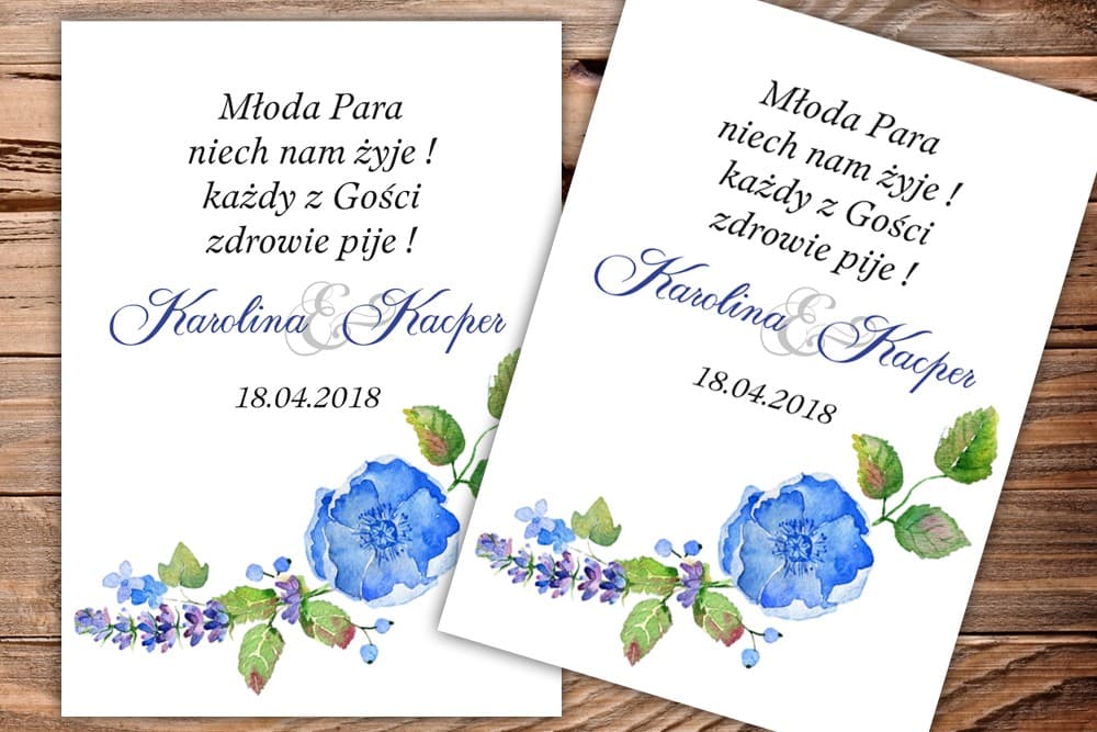 Cornflower Wedding Vodka Labels | Personalized Bottle Stickers | Watercolours No. 5