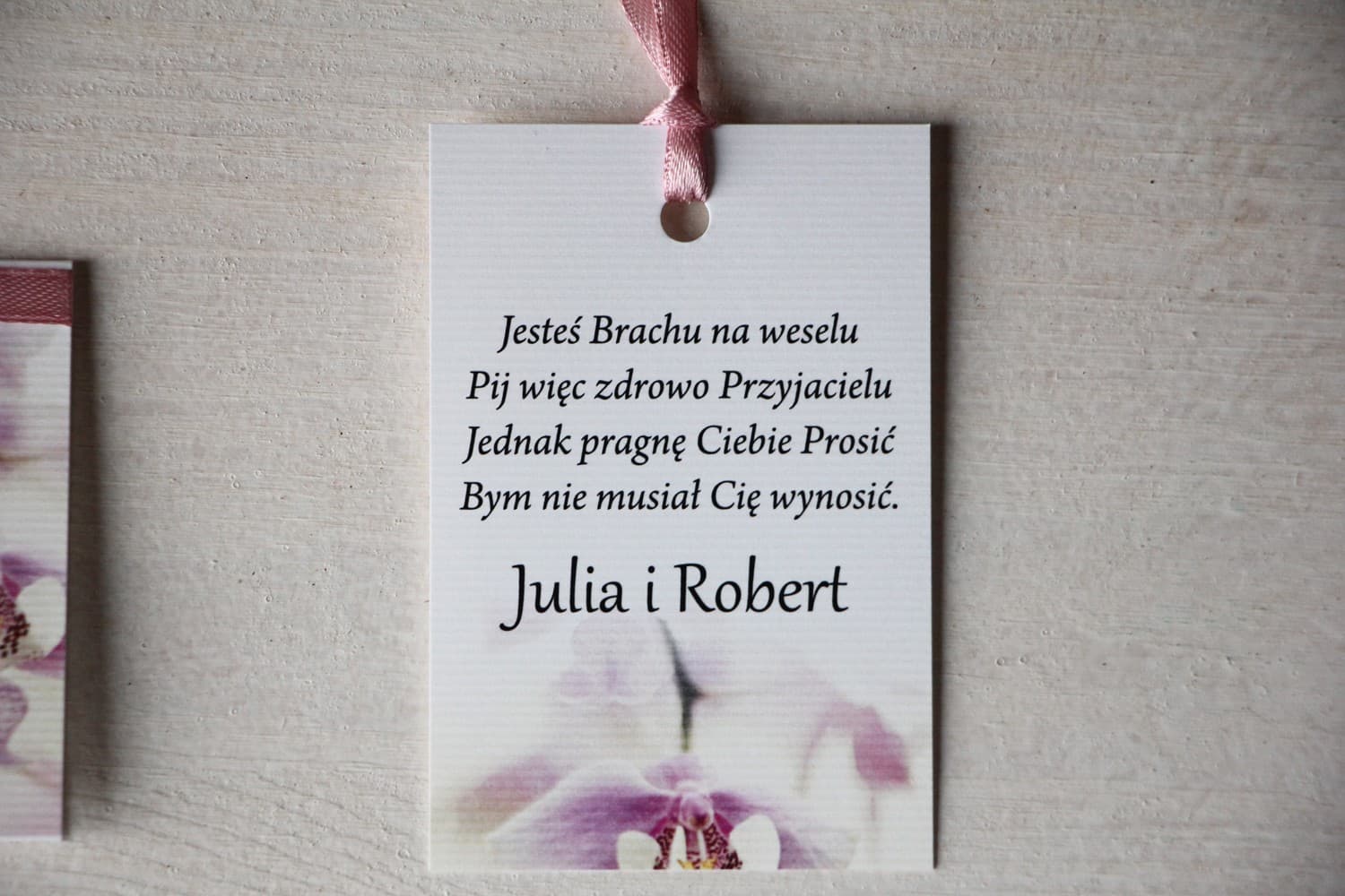 Elegant Orchid Wedding Bottle Tags | Personalized Alcohol Labels | Magnet No. 13