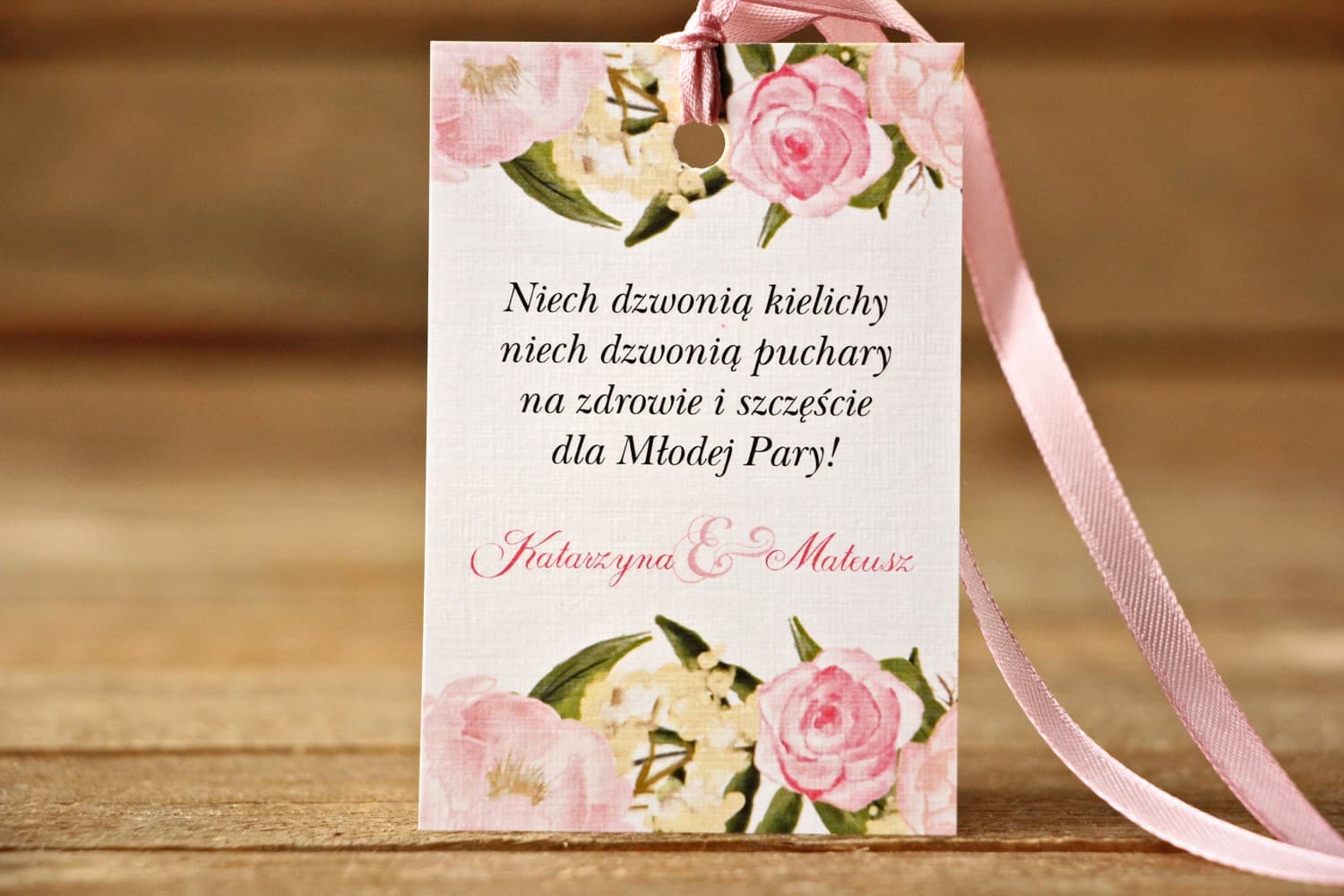 Personalized Wedding Bottle Tags with Peonies | Alcohol Labels | Painted Flowers No. 12