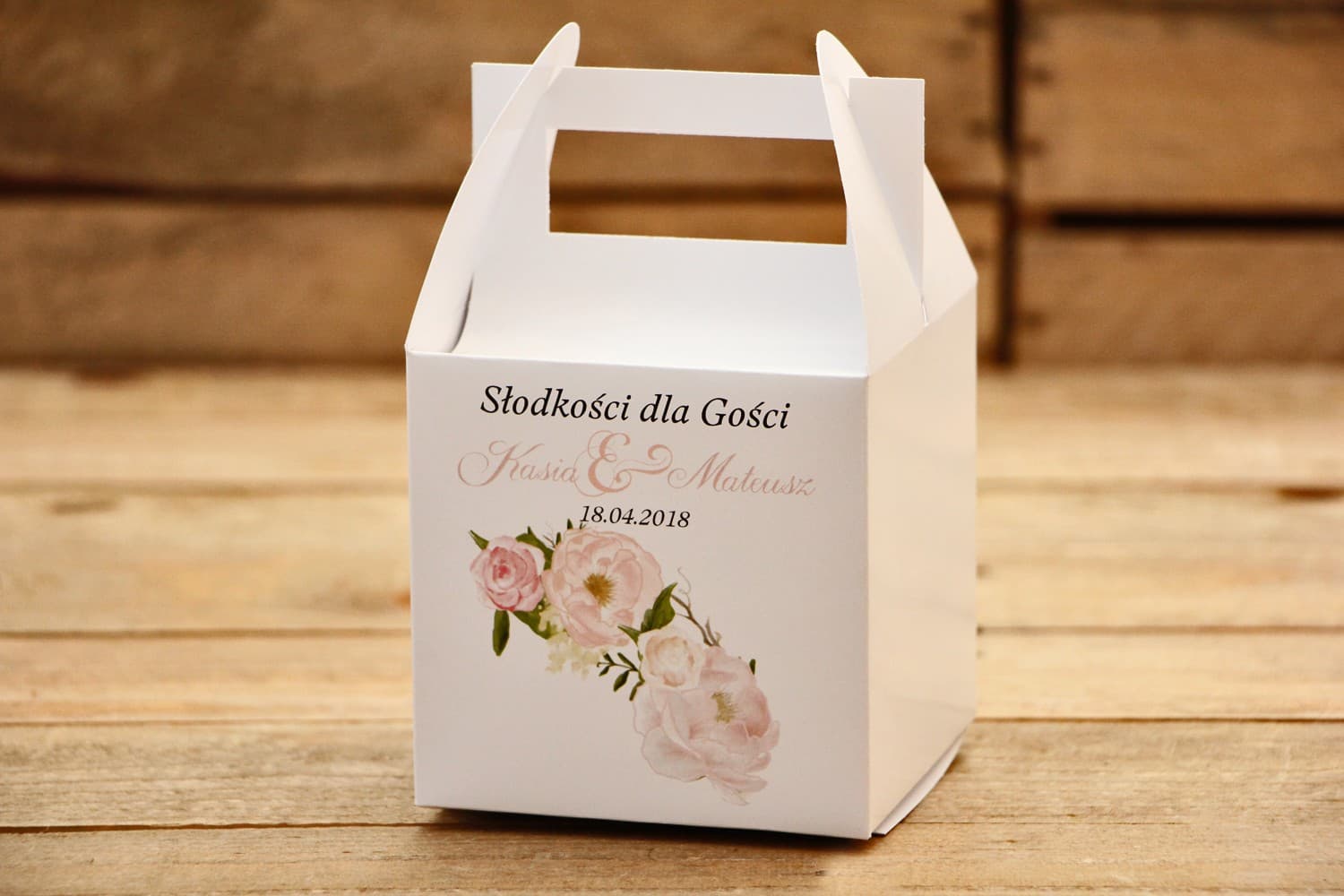 Elegant Personalized Wedding Cake Boxes | Wedding Favours | Malowane Kwiaty Design 12