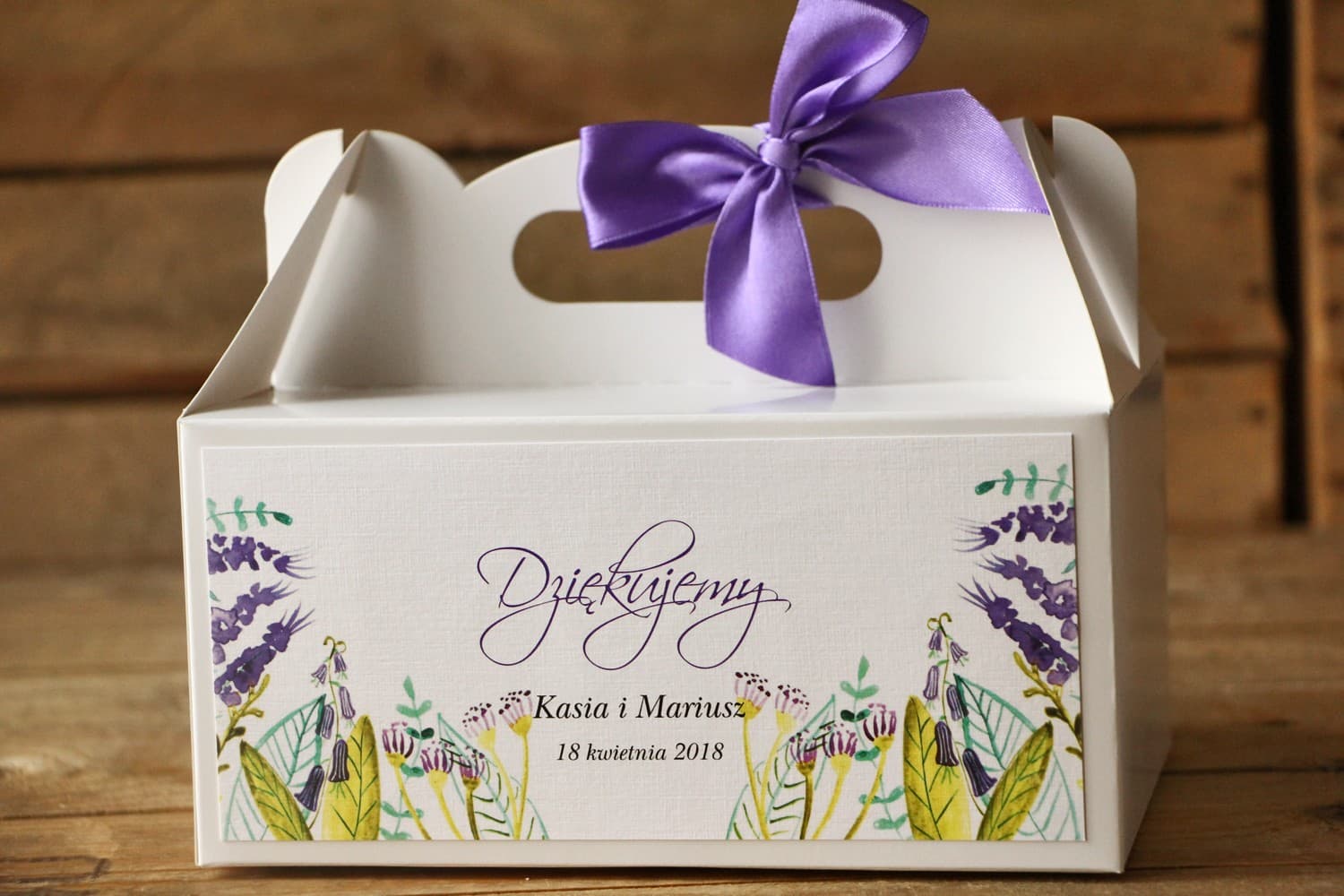 Wedding Cake Boxes Purple Wildflowers | Painted Flowers No. 22