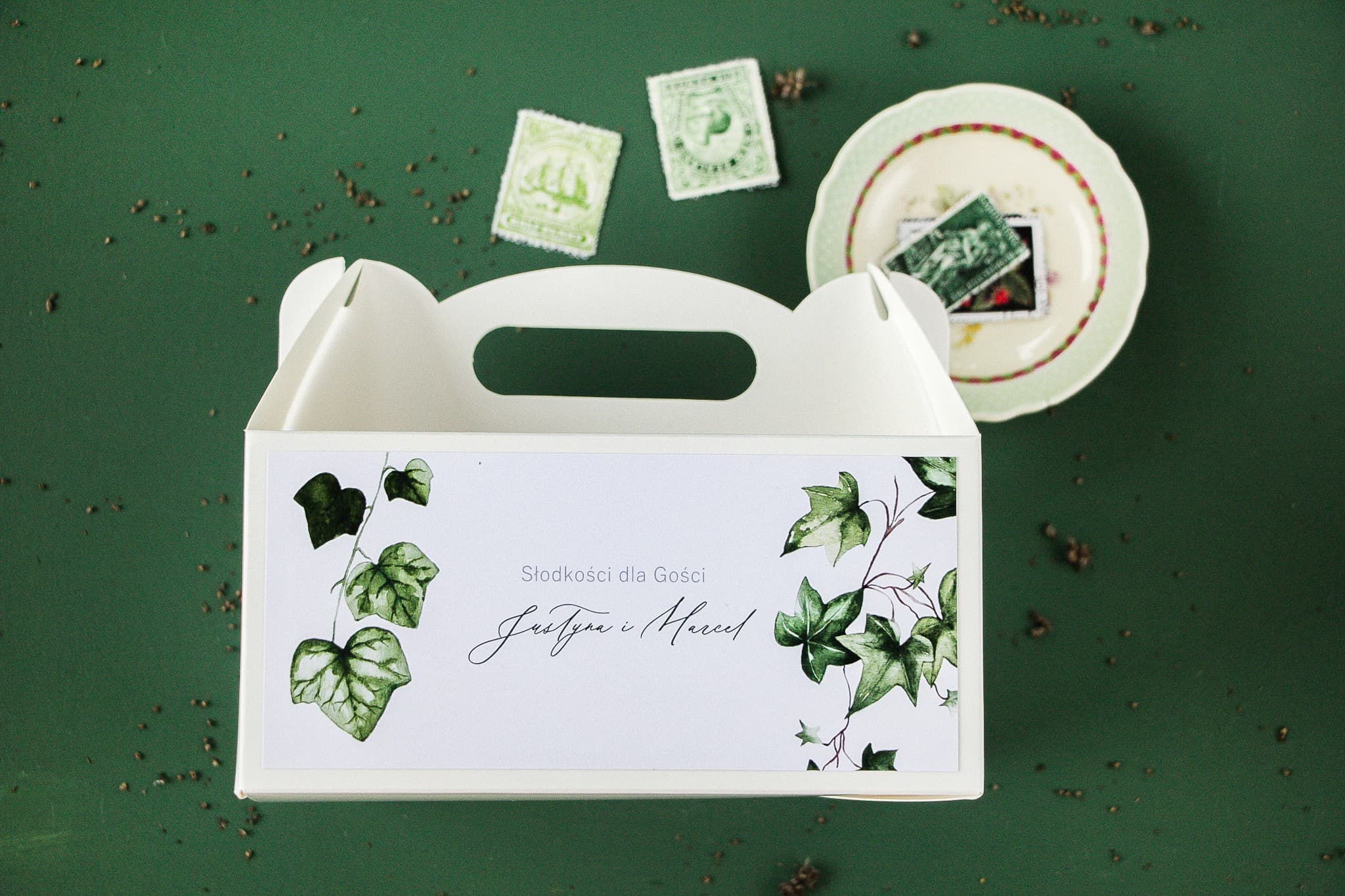 Greenery Ivy Wedding Cake Boxes | Wedding Favor Packaging | Soft No. 2