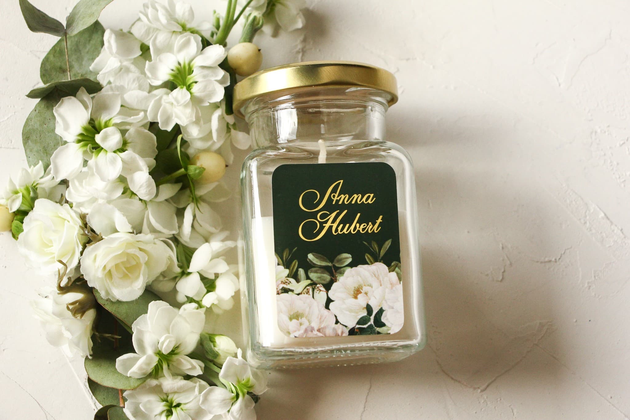 Szafirowe No. 3 Soy Candle – Gilded Wedding Favour with Peony Motif