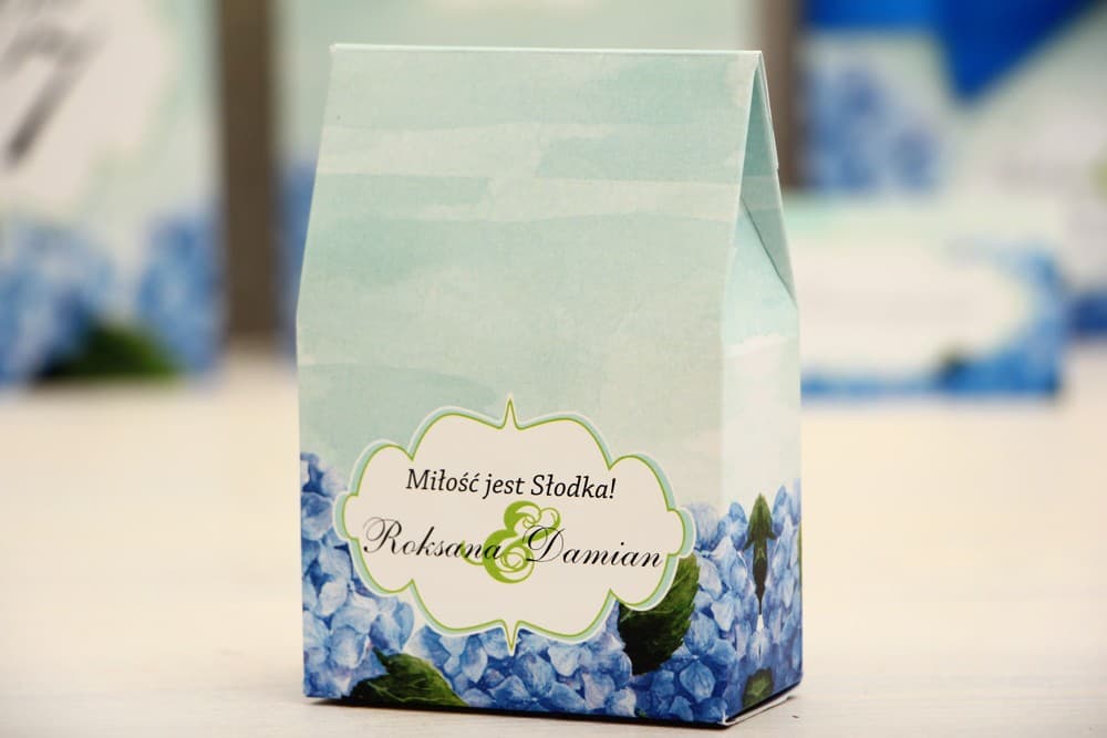 Blue Hydrangea Candy Boxes | Personalized Wedding Favours for Guests | Felicja No. 19