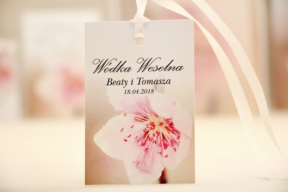 Pink Floral Wedding Favor Tags, Personalized Bottle Labels | Elegant No. 12