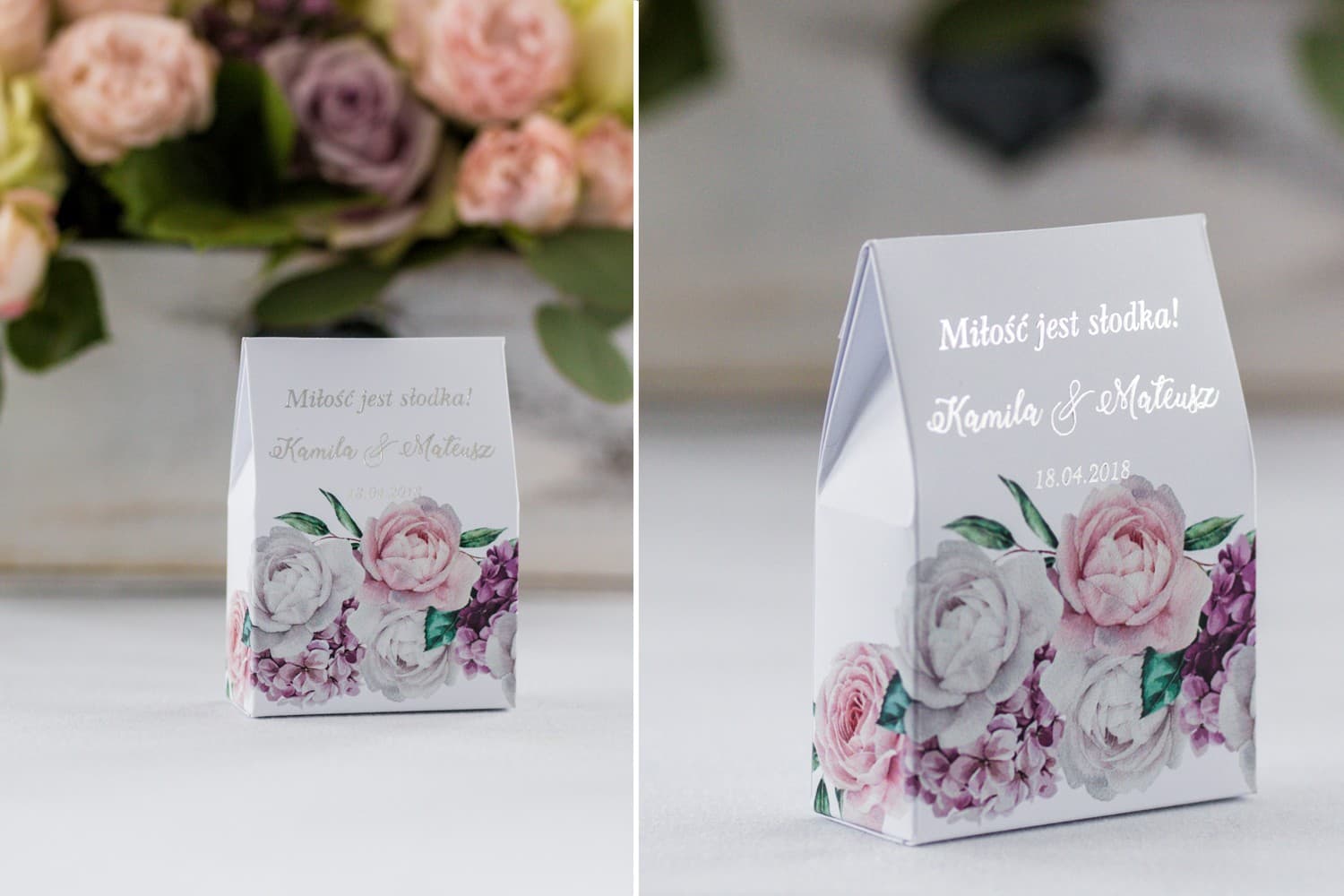 Peony Wedding Favour Boxes | Silver Foiled Wedding Gifts | Cykade No. 16