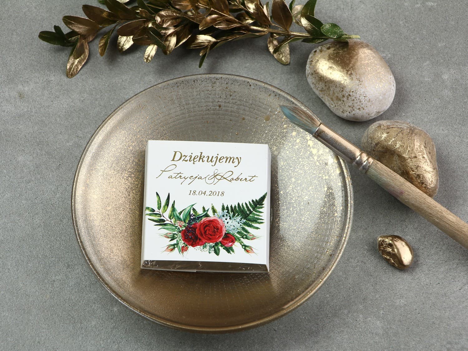 Red Rose Wedding Chocolates with Gold Foiling | Wedding Favours | Cykade No. 2