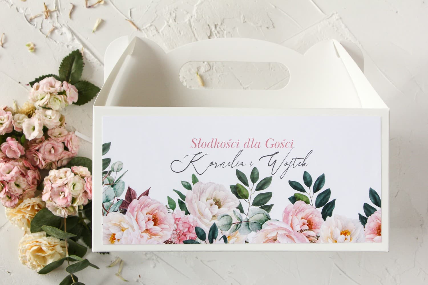 Pink Peonies Wedding Cake Boxes with Handle | Wedding Favours | Wenis No. 6