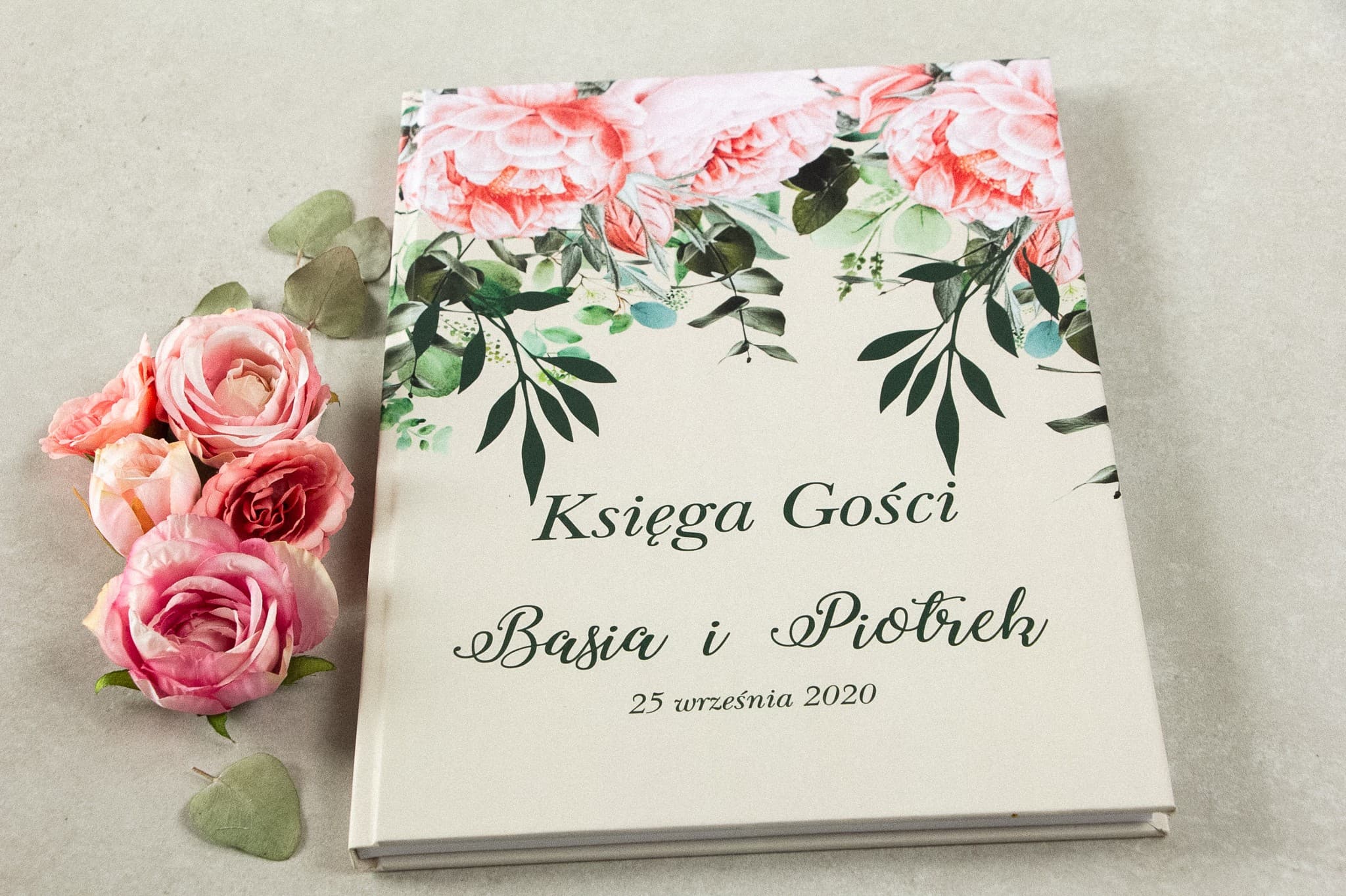 Personalized Guest Book Roses and Eucalyptus | Wedding Keepsake | Korani No. 6