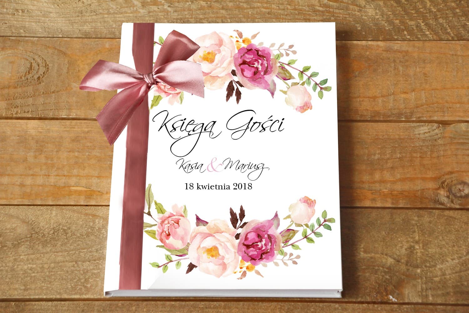 Personalized Guest Book Watercolor Flowers | Elegant A4 Wedding Guest Book | Painted Flowers No. 28