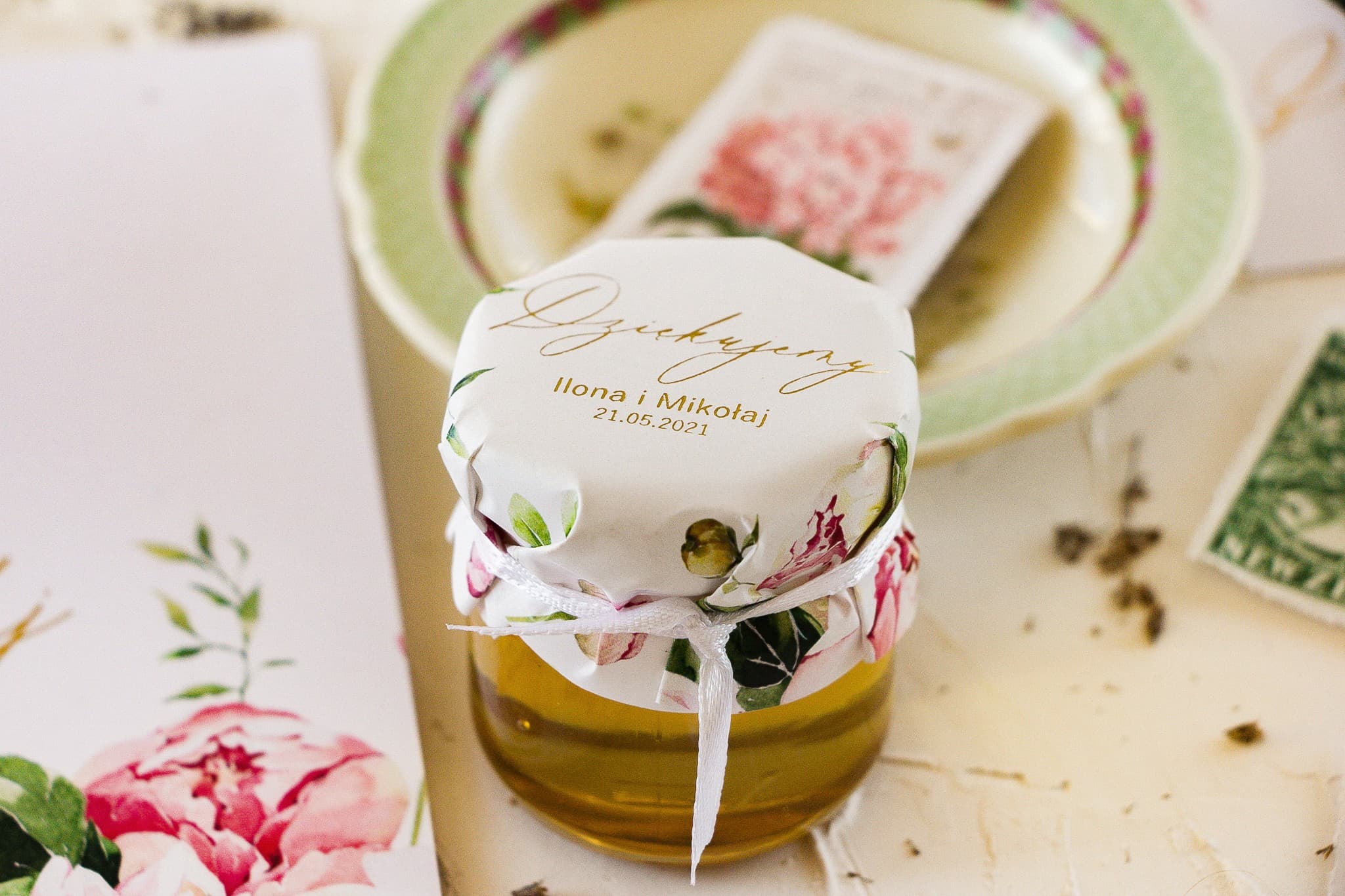 Gilded Honey Jars Serenity No. 3 – Natural Multiflower Honey with Peonies