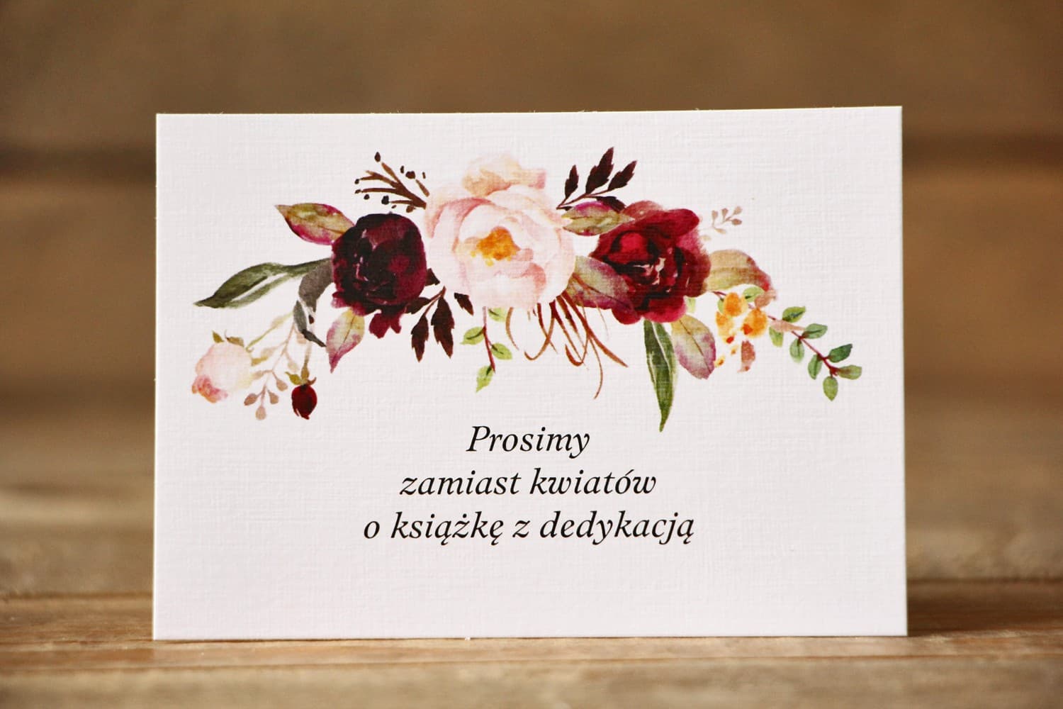 Burgundy Peony Wedding Invitation Inserts | Money Poem Cards | Painted Flowers No. 29