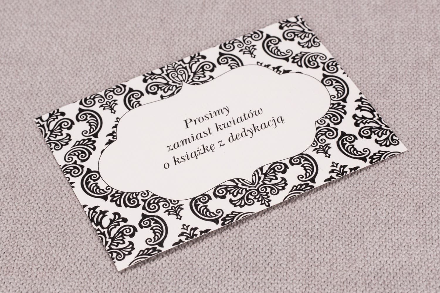 Black Ornament Enclosure Card, Textured Paper | Wedding Invitation Insert | Madras No. 1