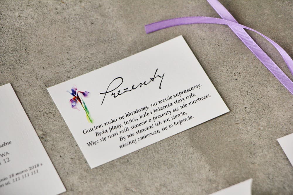 Watercolor Iris Invitation Insert, Purple Information Card | Wedding Invitation Cards | Pistachio No. 10