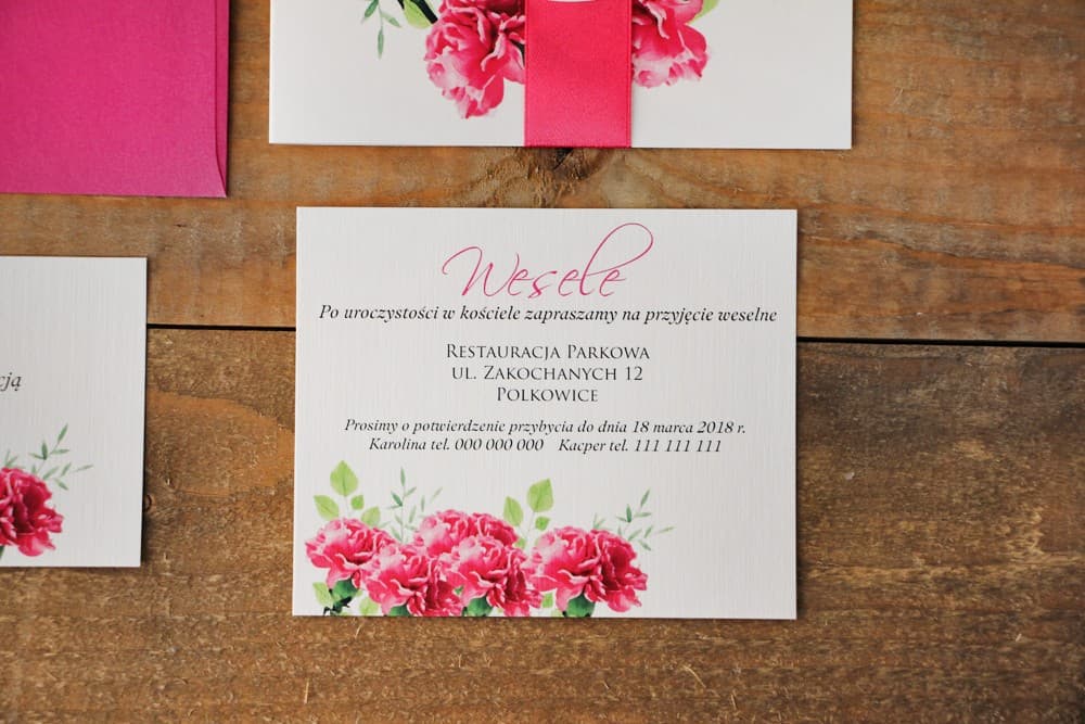 Pink Carnations Wedding Invitation Insert for Money Poems | Floral Wishing Well Cards | Watercolours No. 18